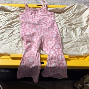 Adorable Pink Floral Kids Jumpsuit